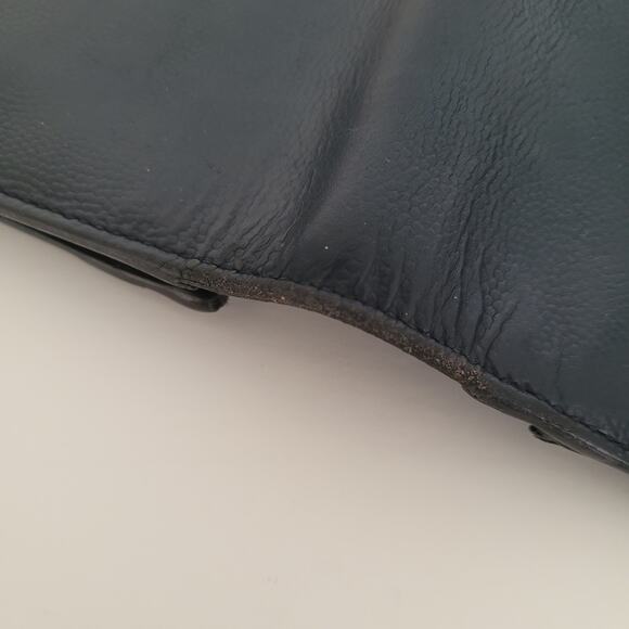 Saint Laurent Men's Leather Wallet Solid Navy Blue Card Bill Holder Long Clutch - Picture 10 of 11